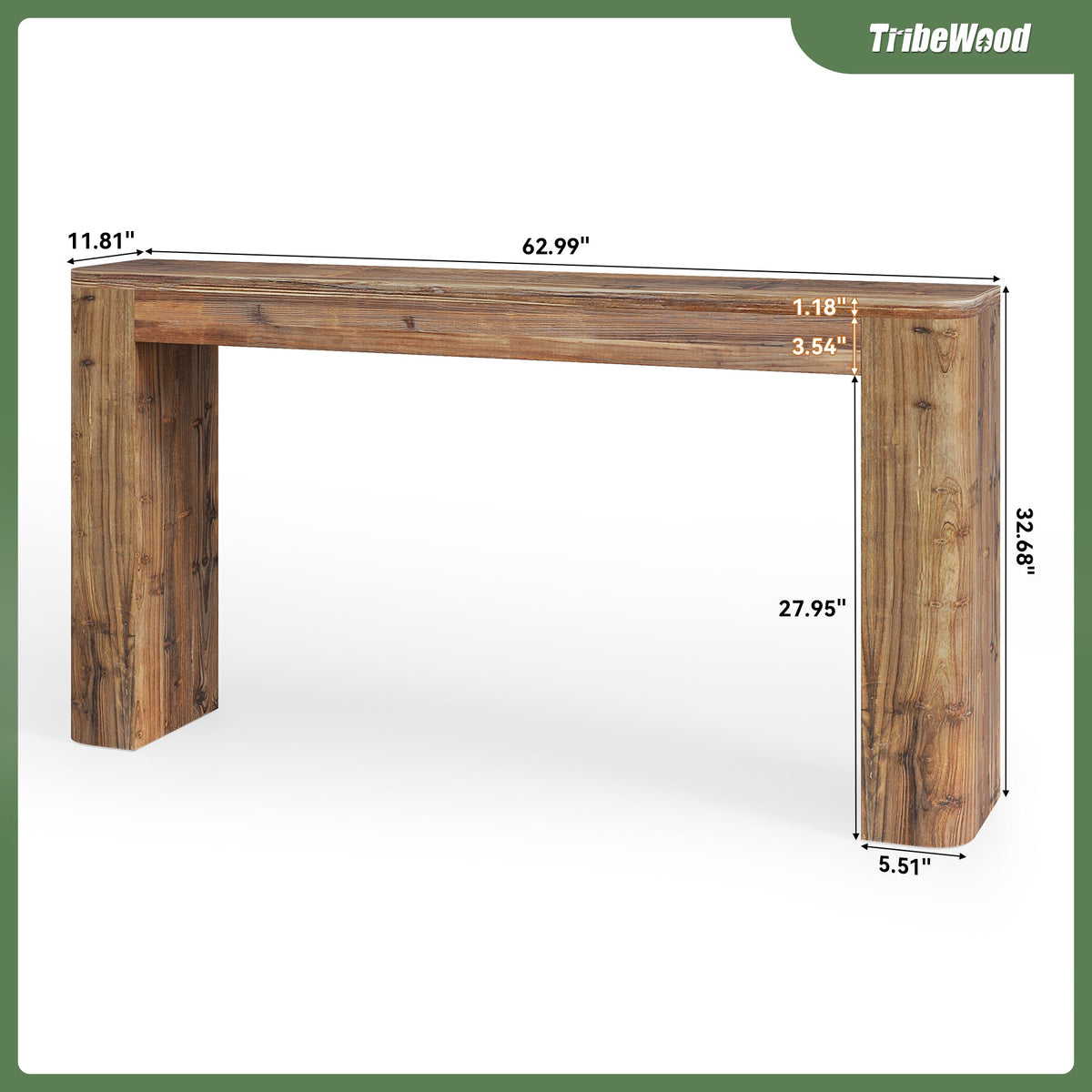 Solid Wood Console Table, 63" Entryway Sofa Table Behind Couch