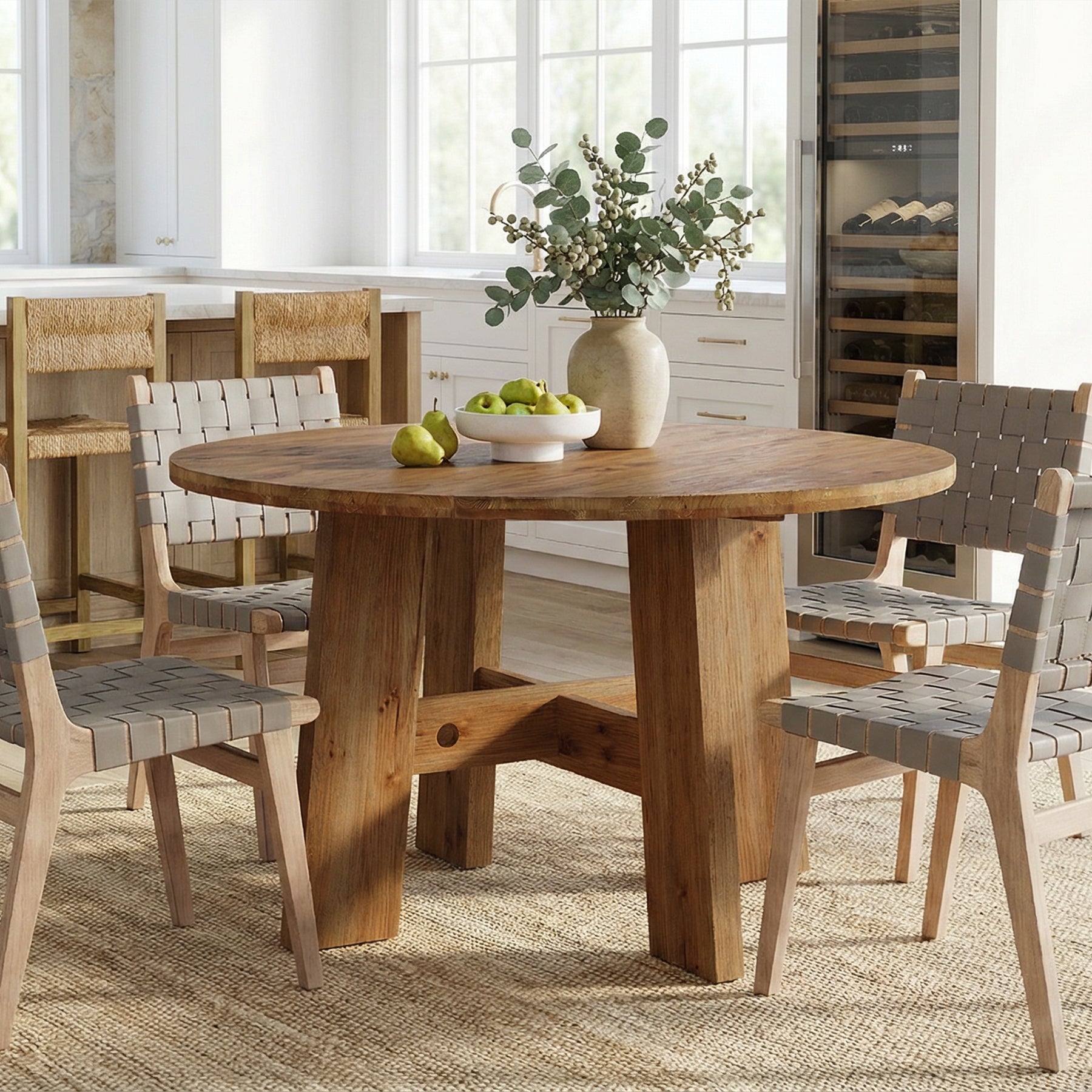 Tribesigns 47-Inch Solid Wood Round Dining Table, Farmhouse Kitchen Table for 4-6 People