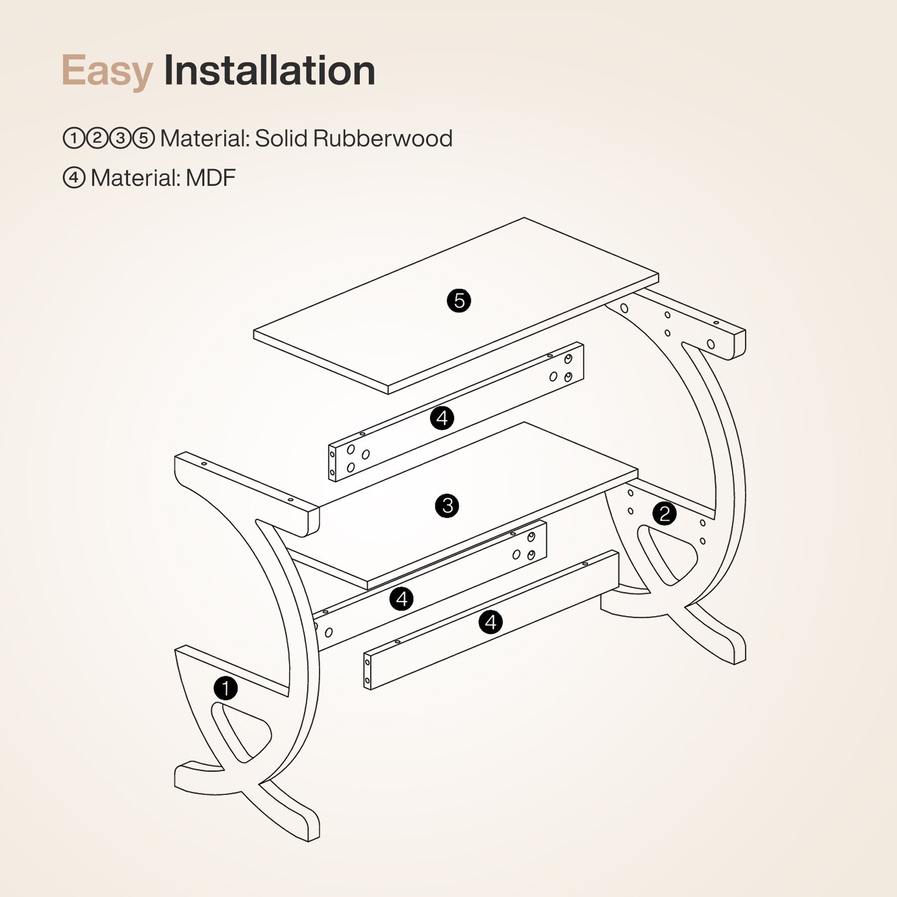Solid Wood End Table, Narrow 2-Tier Side Table with Storage Shelf