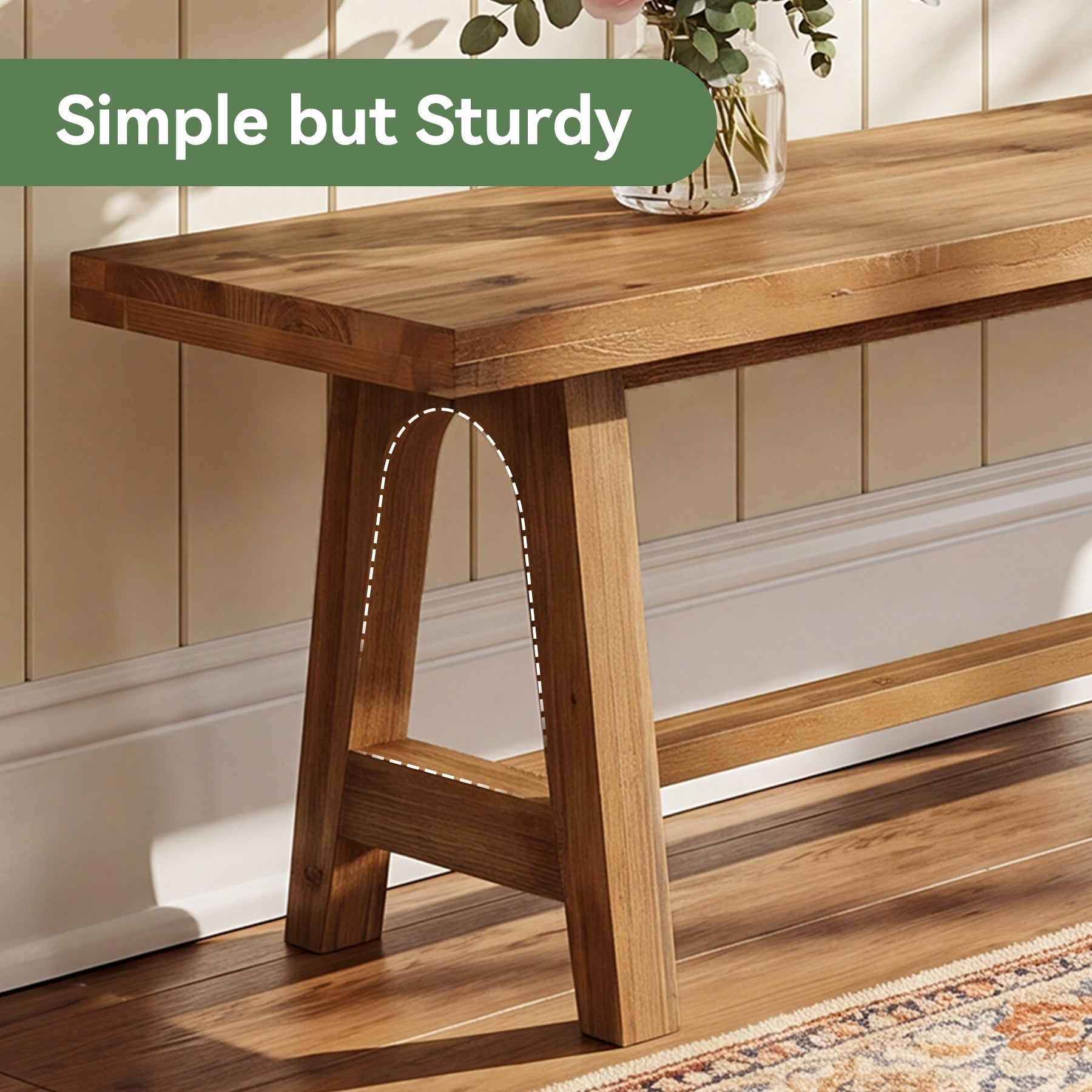 Tribesigns 63-Inch Entryway Bench, Narrow Hallway Seat for Mudroom