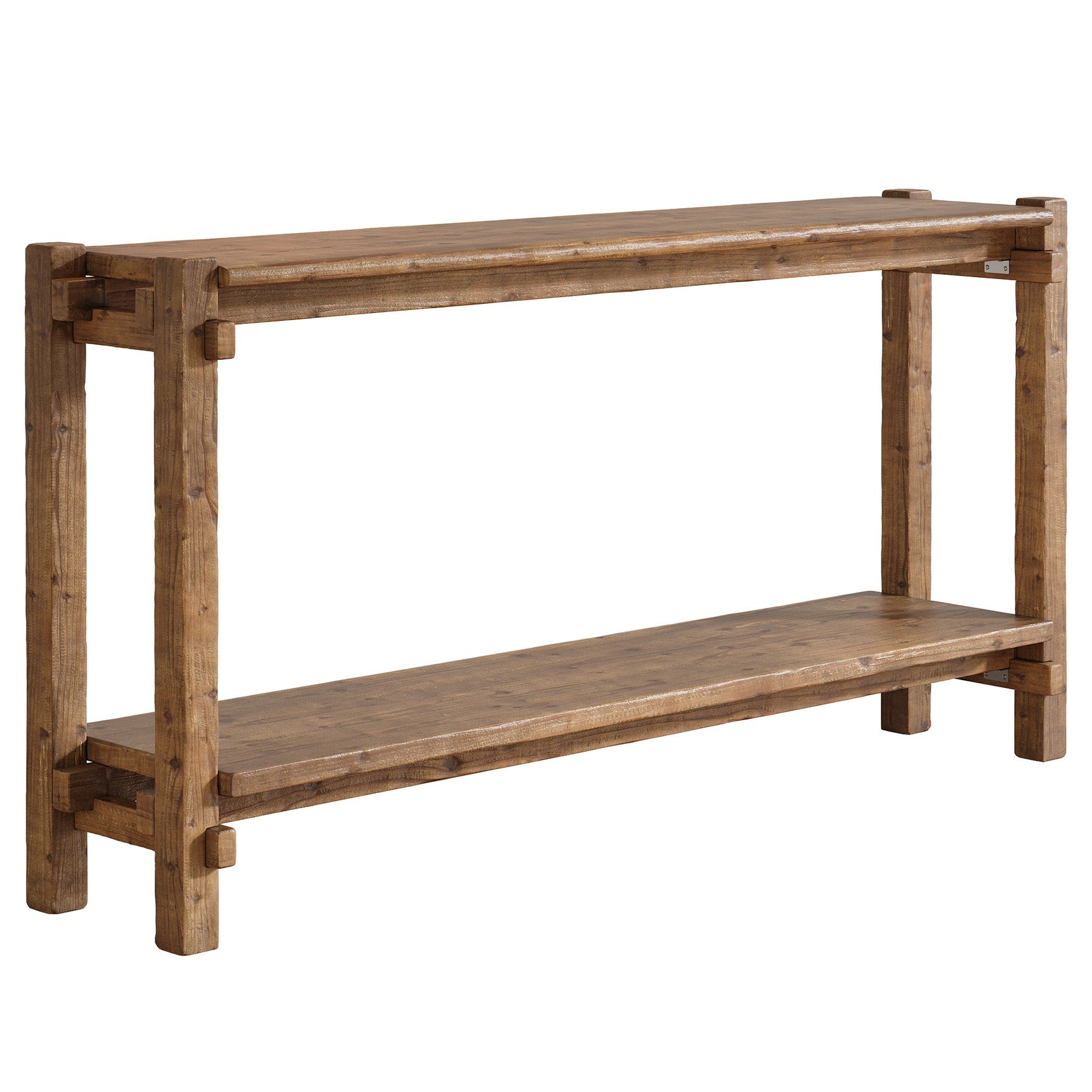 63" Solid Wood Console Table, 2 - Tier Farmhouse Entryway Table with Storage Tribesigns