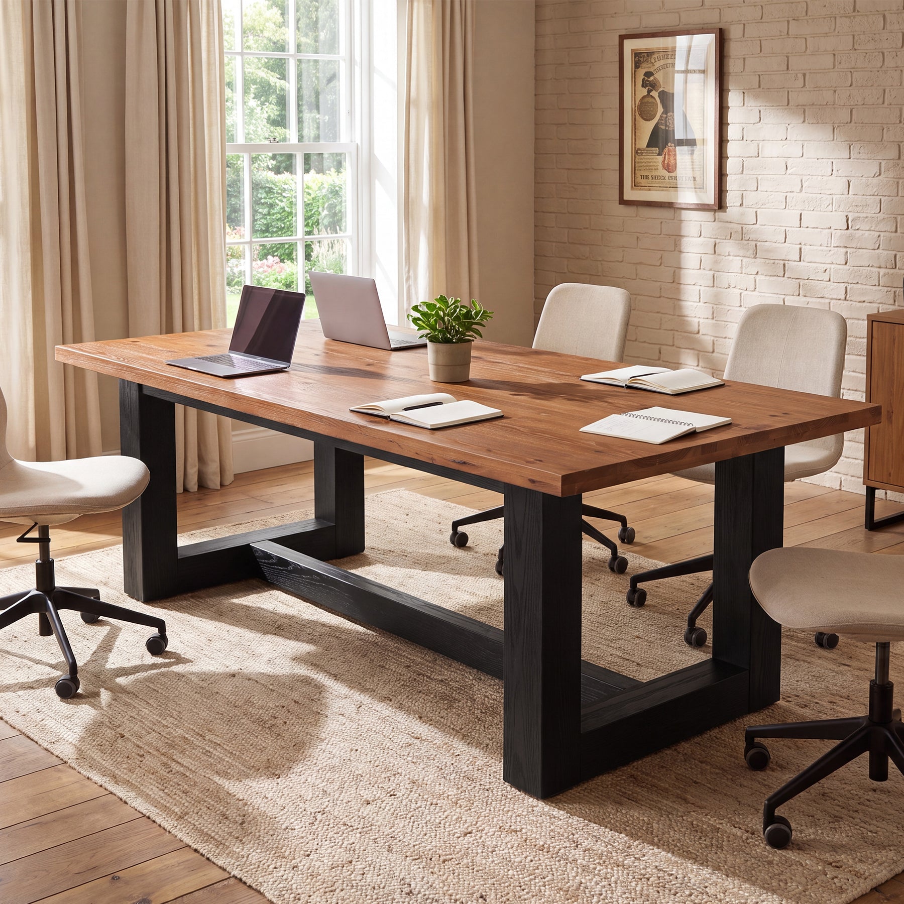 63" Solid Wood Executive Desk, Large Computer Desk Office Conference Desk