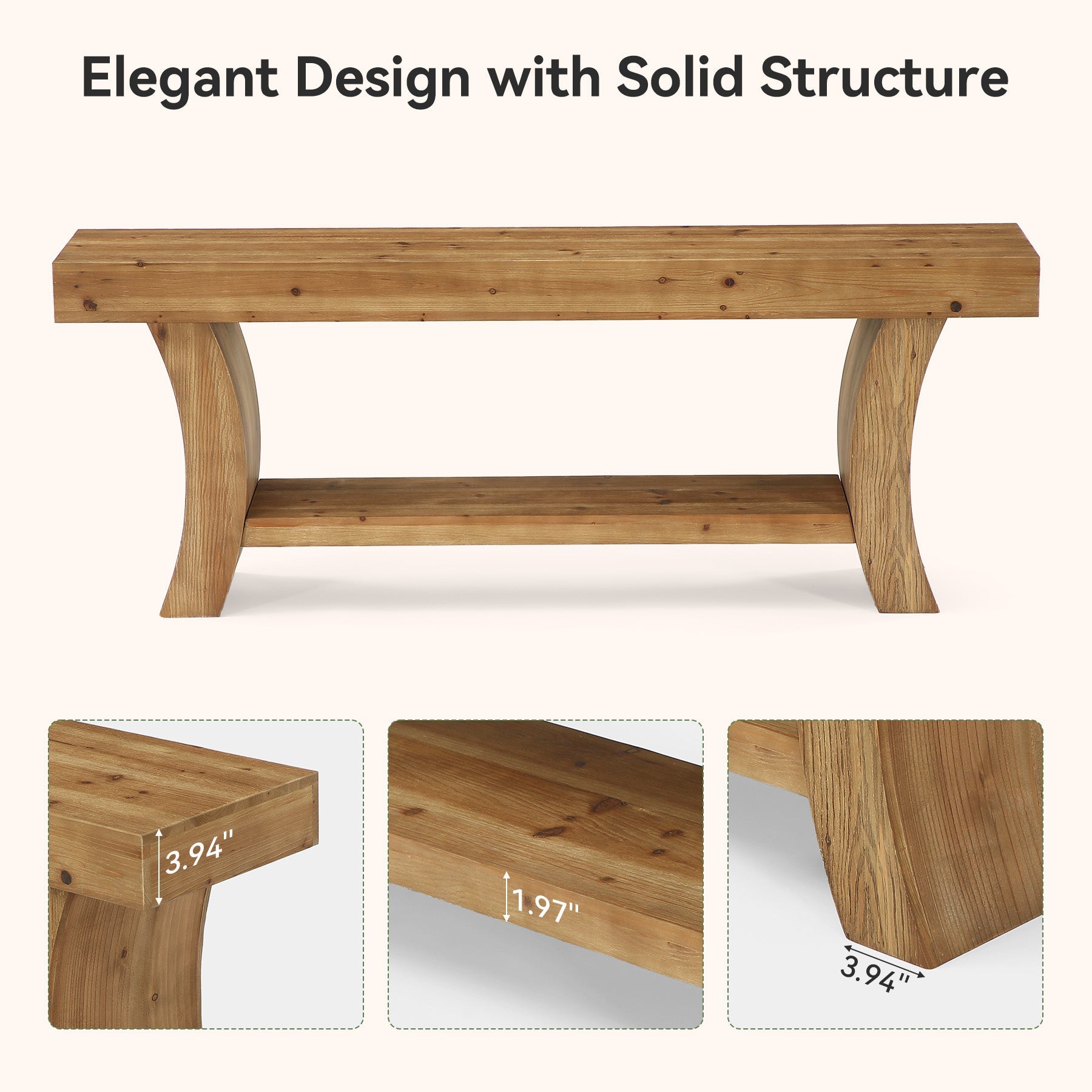 63" Solid Wood TV Stand, Entertainment Center for Up to 70" TVs