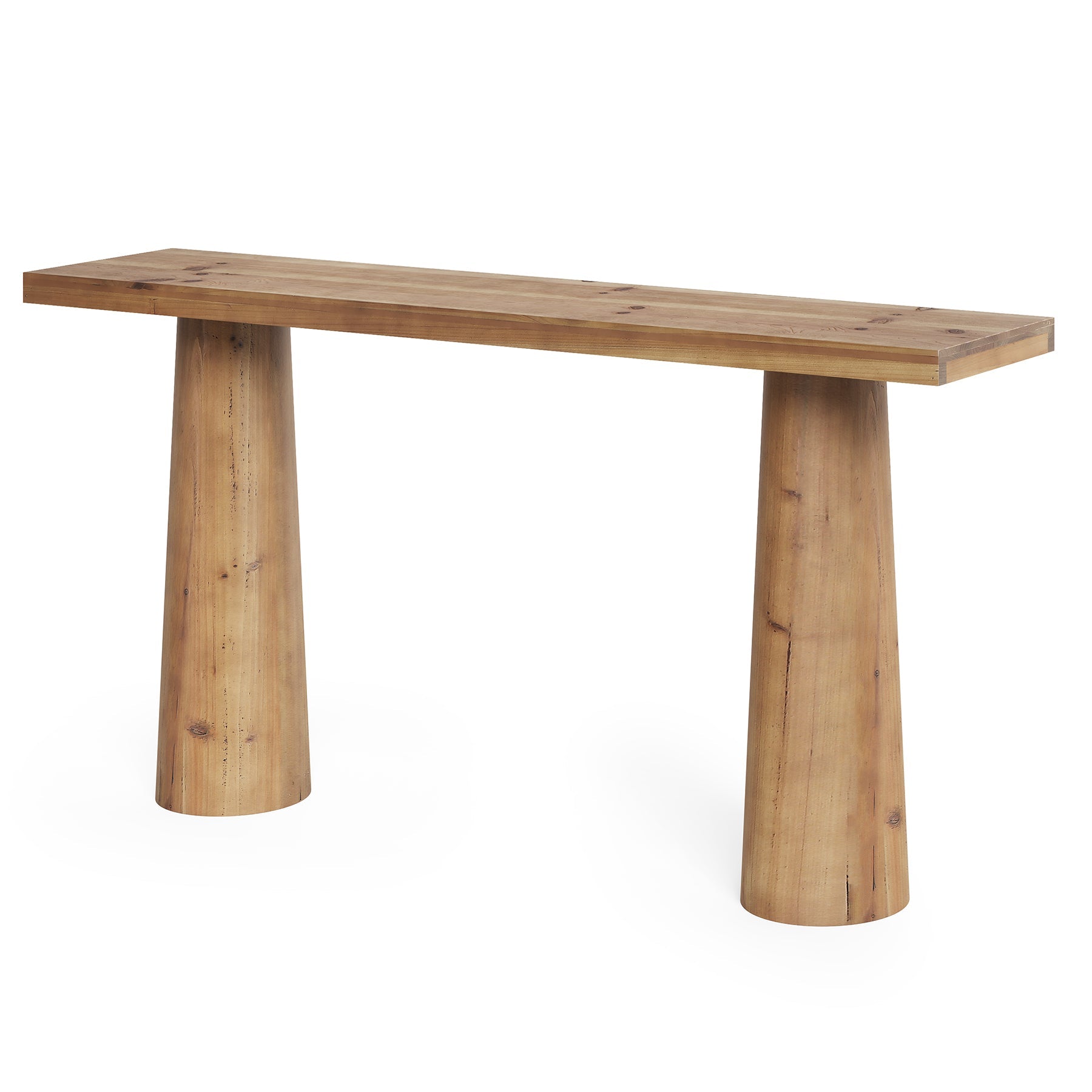 63" Solid Wood Console Table, Farmhouse Entryway Table with Cylindrical Legs