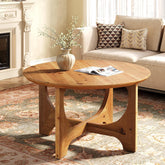 Solid Wood Coffee Table, 31.5" Round Center Table for Living Room 3
