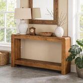 63" Solid Wood Console Table with Storage, 2-Tier Farmhouse Entryway Sofa Table 3
