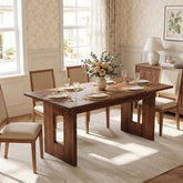 63" Solid Wood Dining Table, Rectangular Kitchen Table for 4-6 People with Thick Top 3