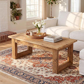 47.2" Solid Wood Coffee Table, Rectangular Accent Center Cocktail Table with U-Shape Legs 3