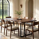 63" Solid Wood Dining Table, Rectangular Kitchen Table with Live-Edge Inspired Top for 4–6 3