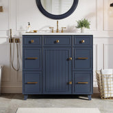 35" Bathroom Vanity with Sink, Modern Solid Wood Bathroom Cabinet with 4 Drawers 3