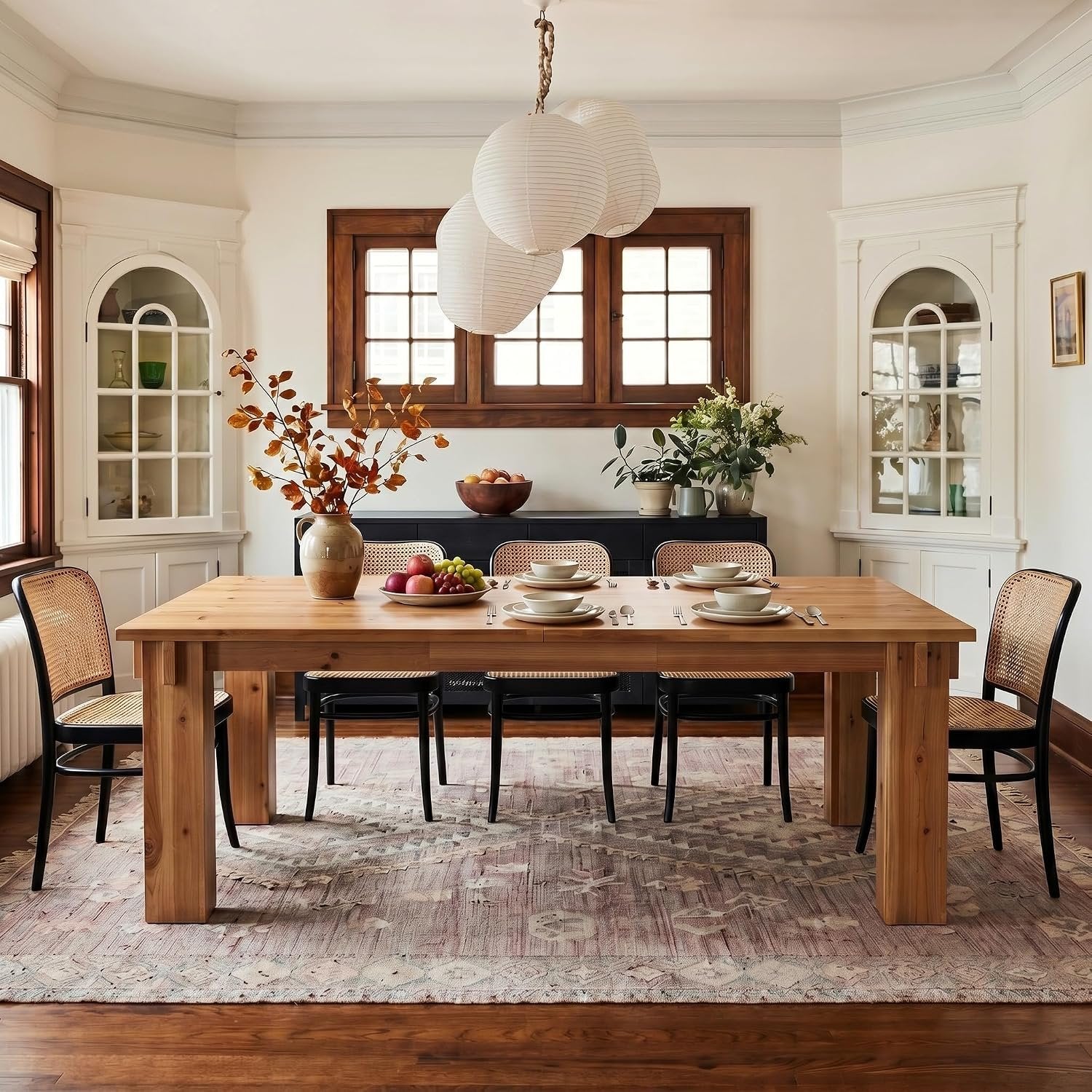 78.7" Extra Long Dining Table, Farmhouse Solid Wood Kitchen Table with Spacious Tabletop for 6-8