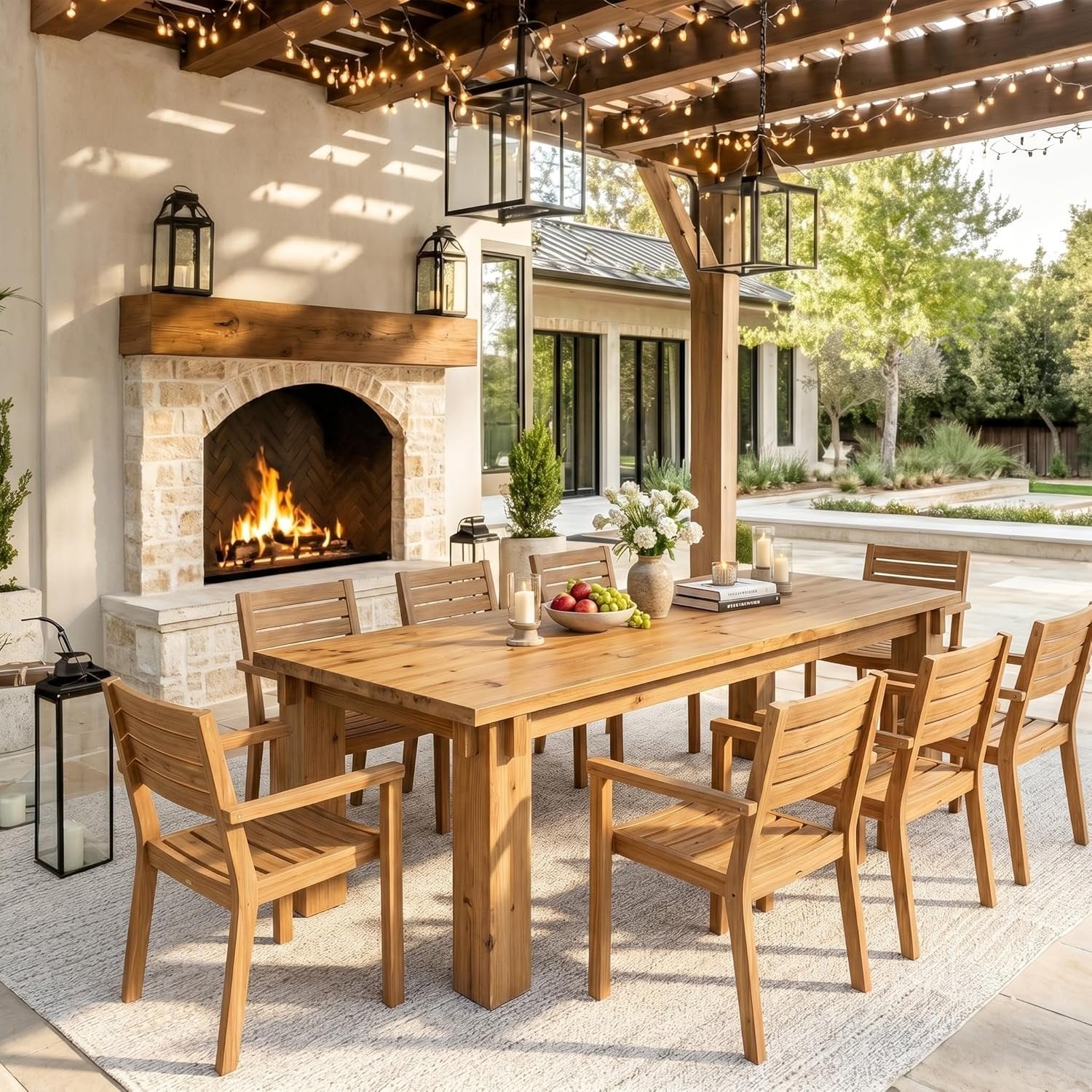 78.7" Extra Long Dining Table, Farmhouse Solid Wood Kitchen Table with Spacious Tabletop for 6-8