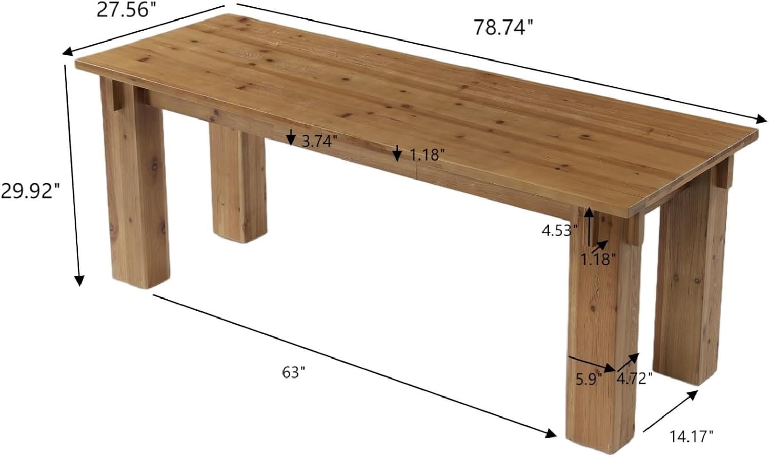 78.7" Solid Wood Computer Desk, 2 Person Executive Table & Conference Table for Home Office