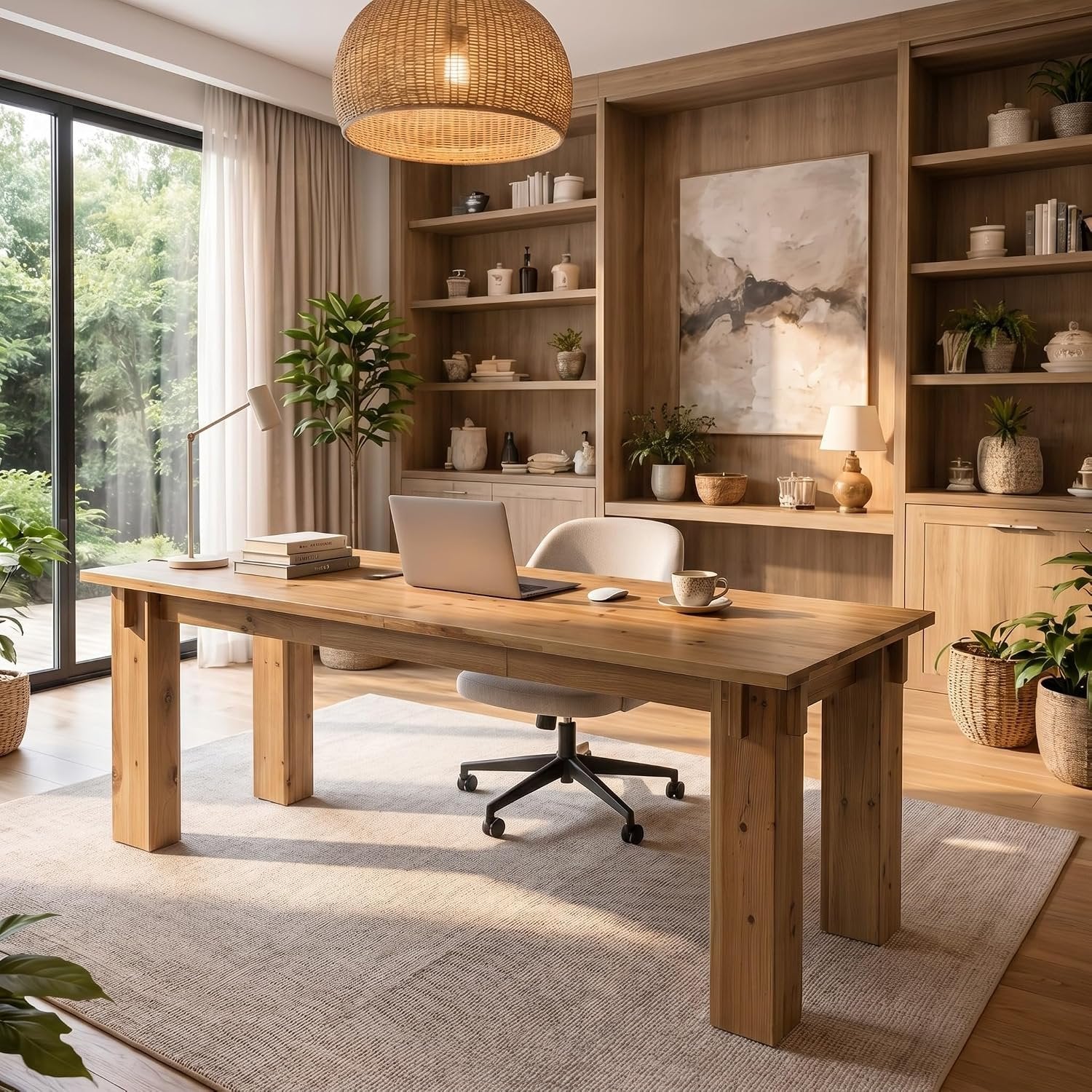 78.7" Solid Wood Computer Desk, 2 Person Executive Table & Conference Table for Home Office