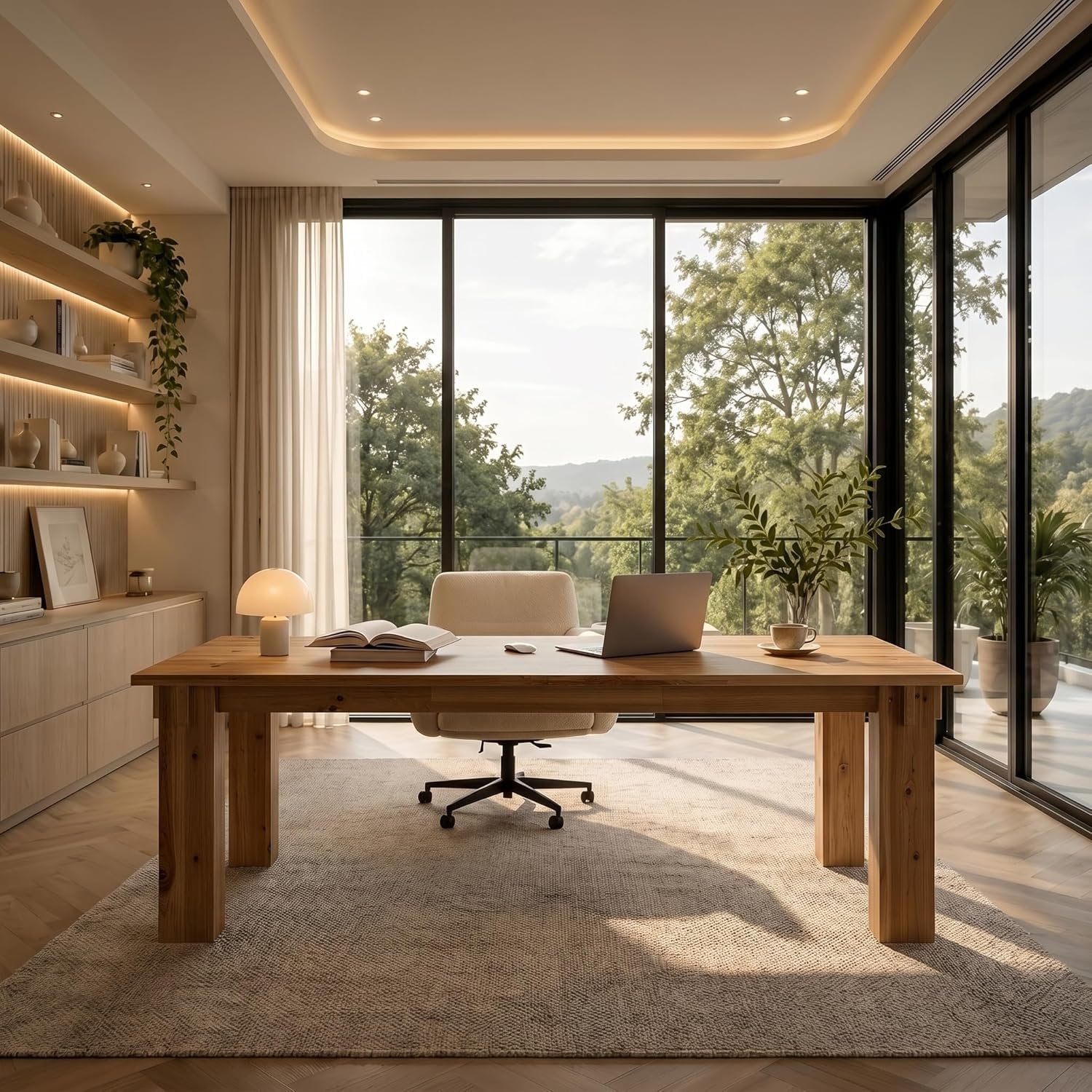 78.7" Solid Wood Computer Desk, 2 Person Executive Table & Conference Table for Home Office