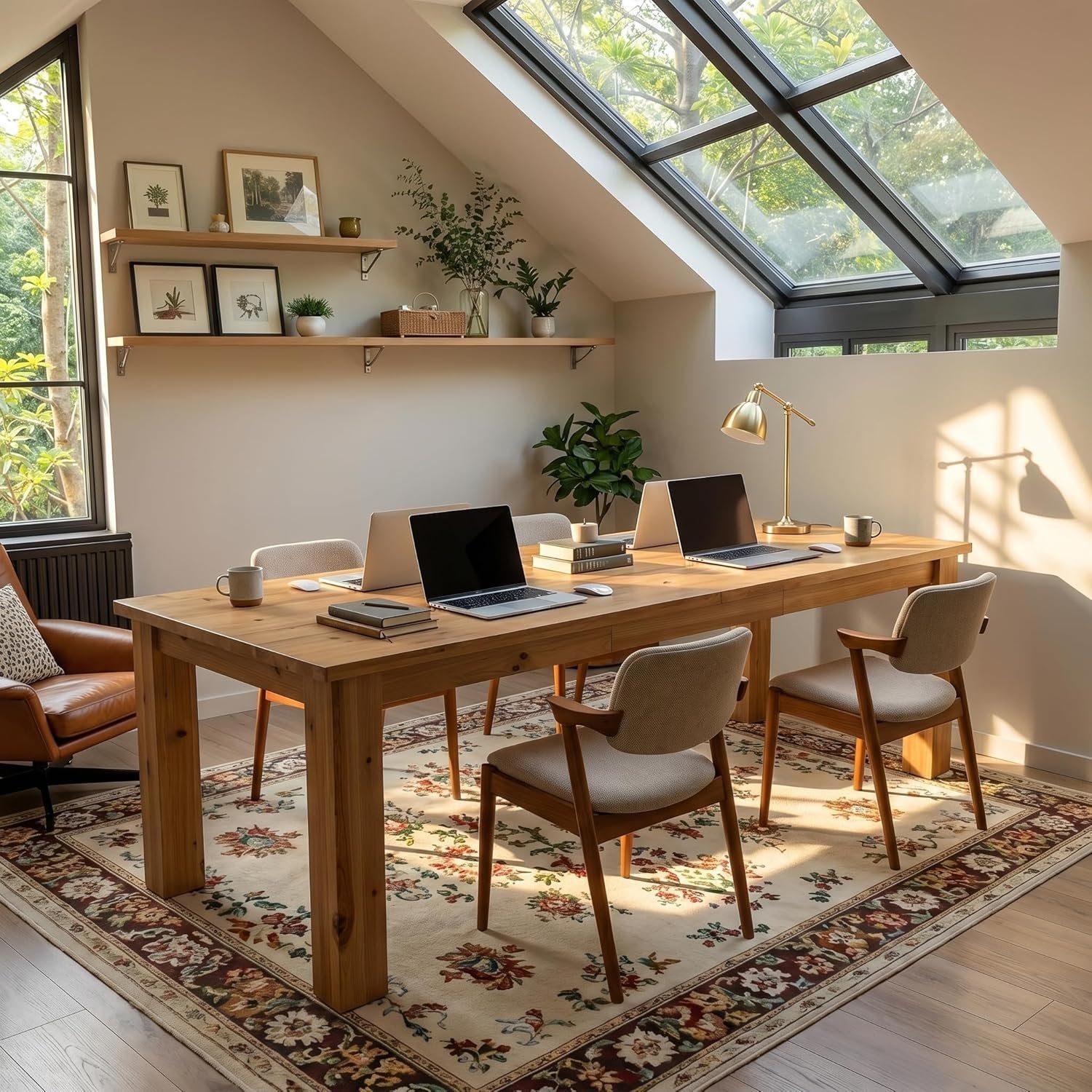 78.7" Solid Wood Computer Desk, 2 Person Executive Table & Conference Table for Home Office