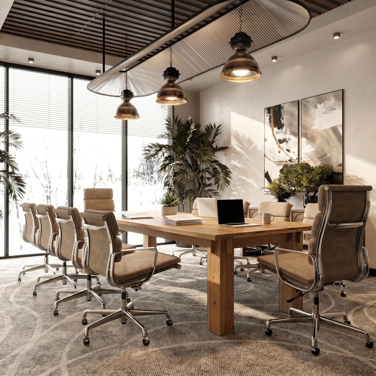 78.7" Solid Wood Computer Desk, 2 Person Executive Table & Conference Table for Home Office