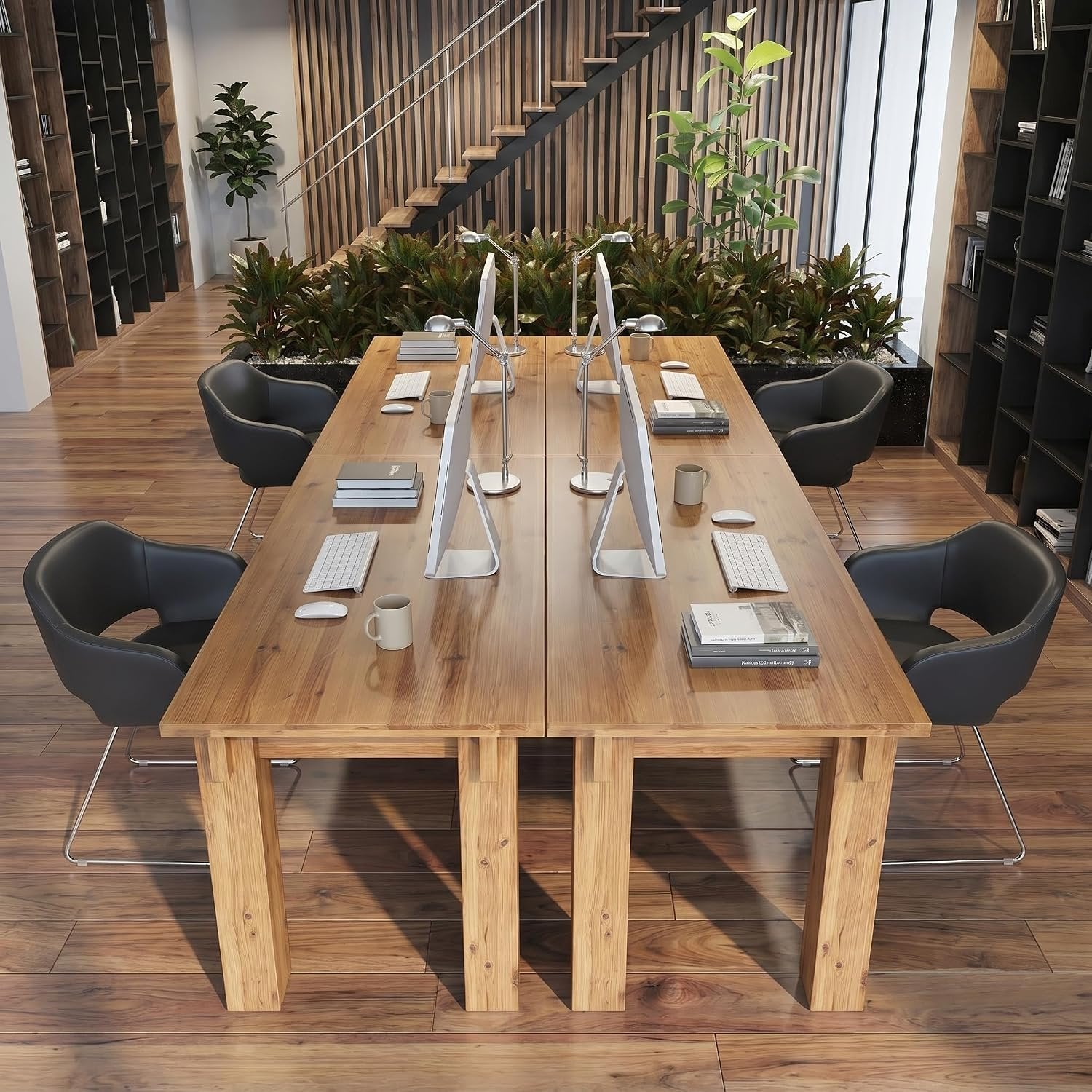 78.7" Solid Wood Computer Desk, 2 Person Executive Table & Conference Table for Home Office