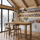 59" Solid Wood Home Bar Table, Counter Height Table with Spacious Tabletop 3