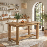 59" Solid Wood Home Kitchen Island, Rustic Stationary Island with Sturdy Frame 3