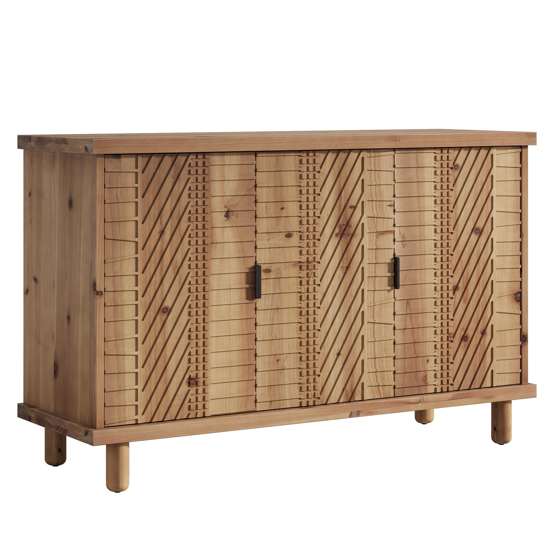 Wood Sideboard Buffet, Modern Kitchen Storage Cabinet with 2 Adjustable Shelves