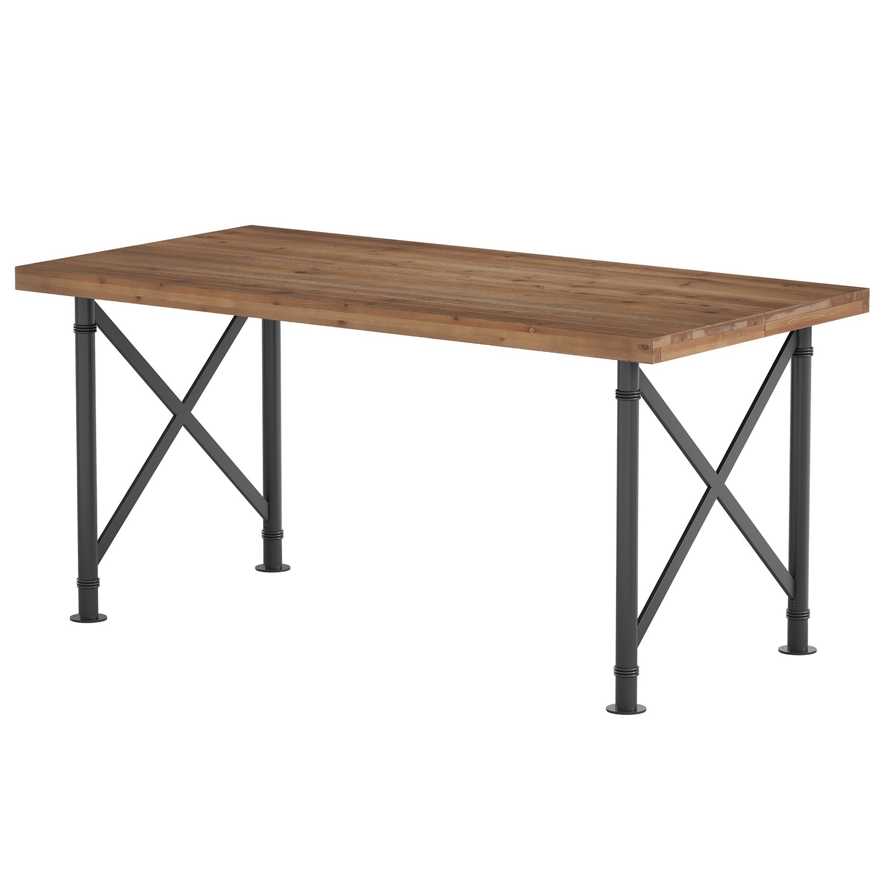 63" Rectangular Dining Table, Solid Wood Kitchen Table with Sturdy X-Shaped Legs for 4-6