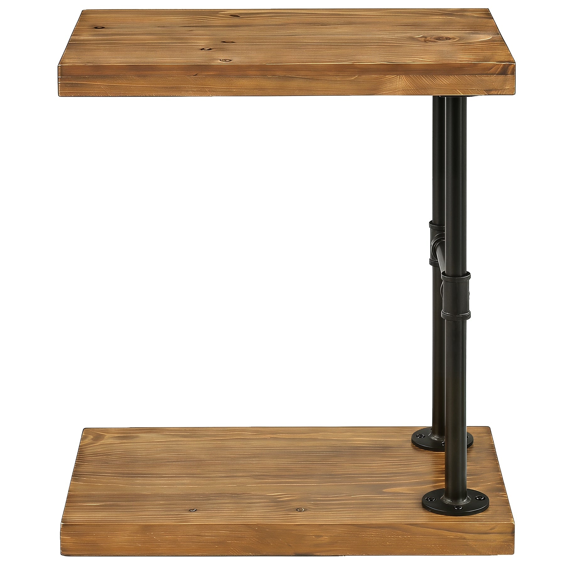 19.7" Solid Wood End Table, 2-Tier Storage Table