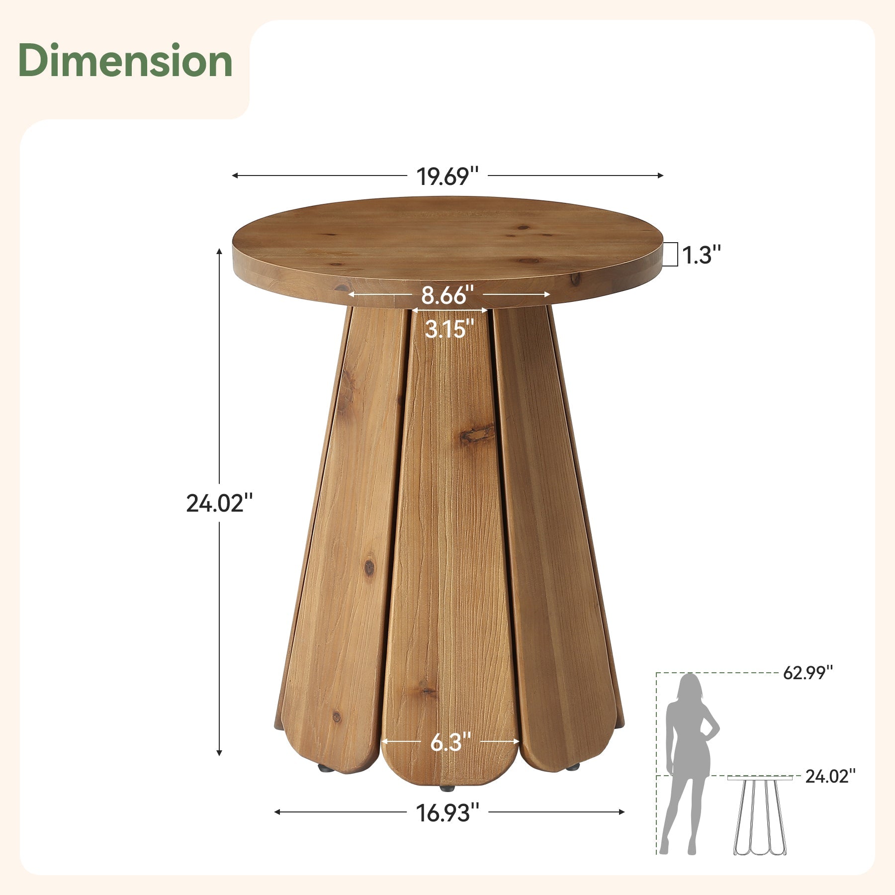 Tribesigns 19.69" Small Round End Table, Mid Century Accent Table for Living Room