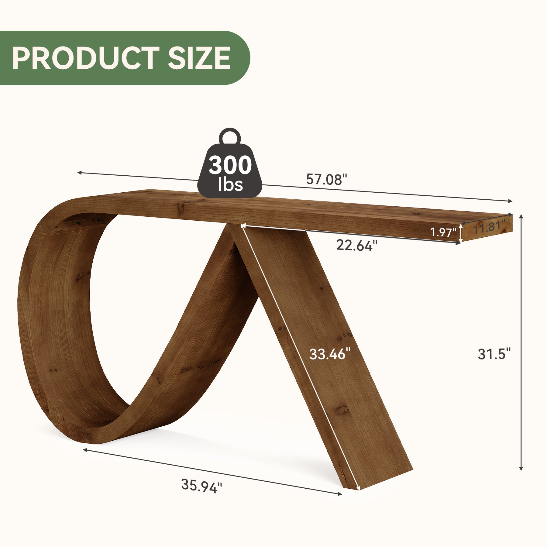 Solid Wood Console Table, 57" Entryway Sofa Table Behind Couch