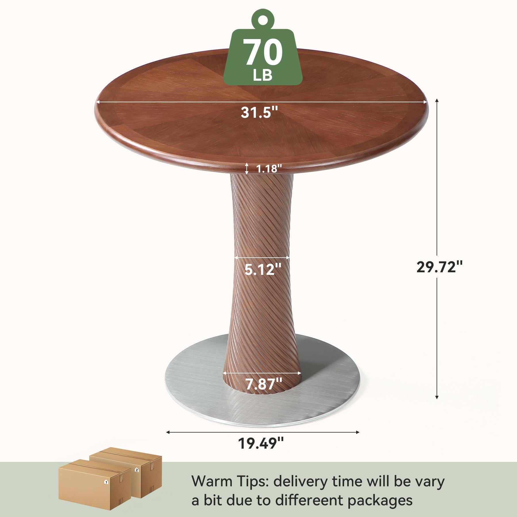 31.5” Solid Wood Conference Table, Round Meeting Table with Hourglass Pedestal for Home Office