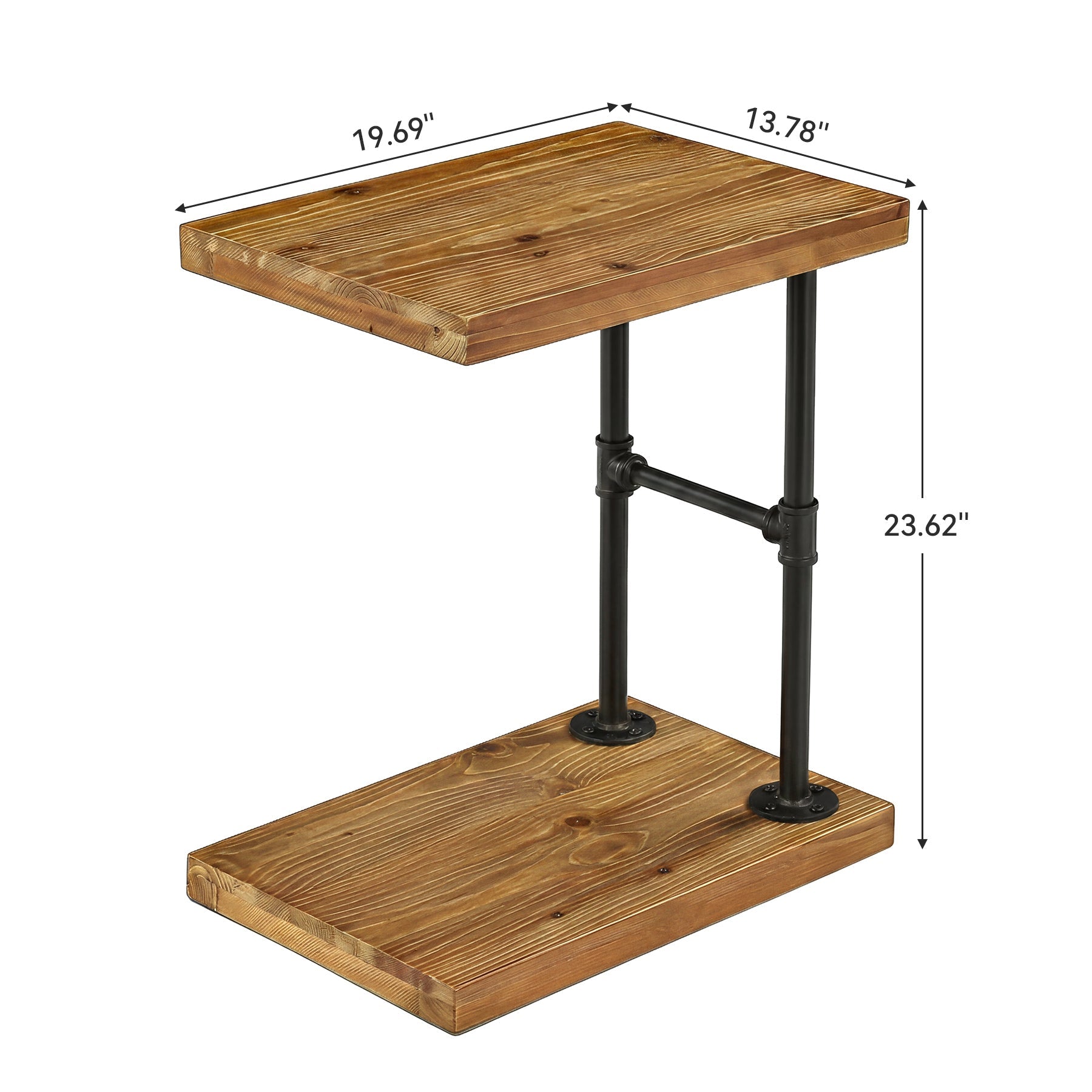 Tribesigns Narrow Solid Wood Nightstand, C-Shaped Bedside Table for Bedroom