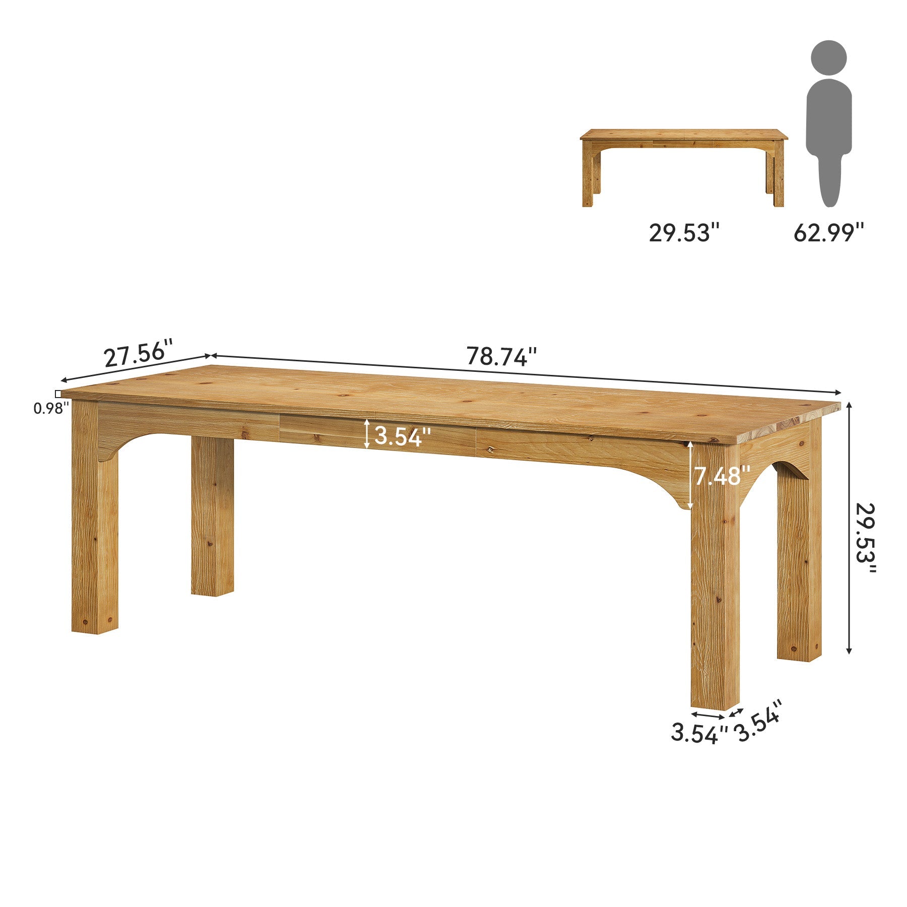Solid Wood 2-Person Desk, 79" Long Computer Desk Double Writing Table