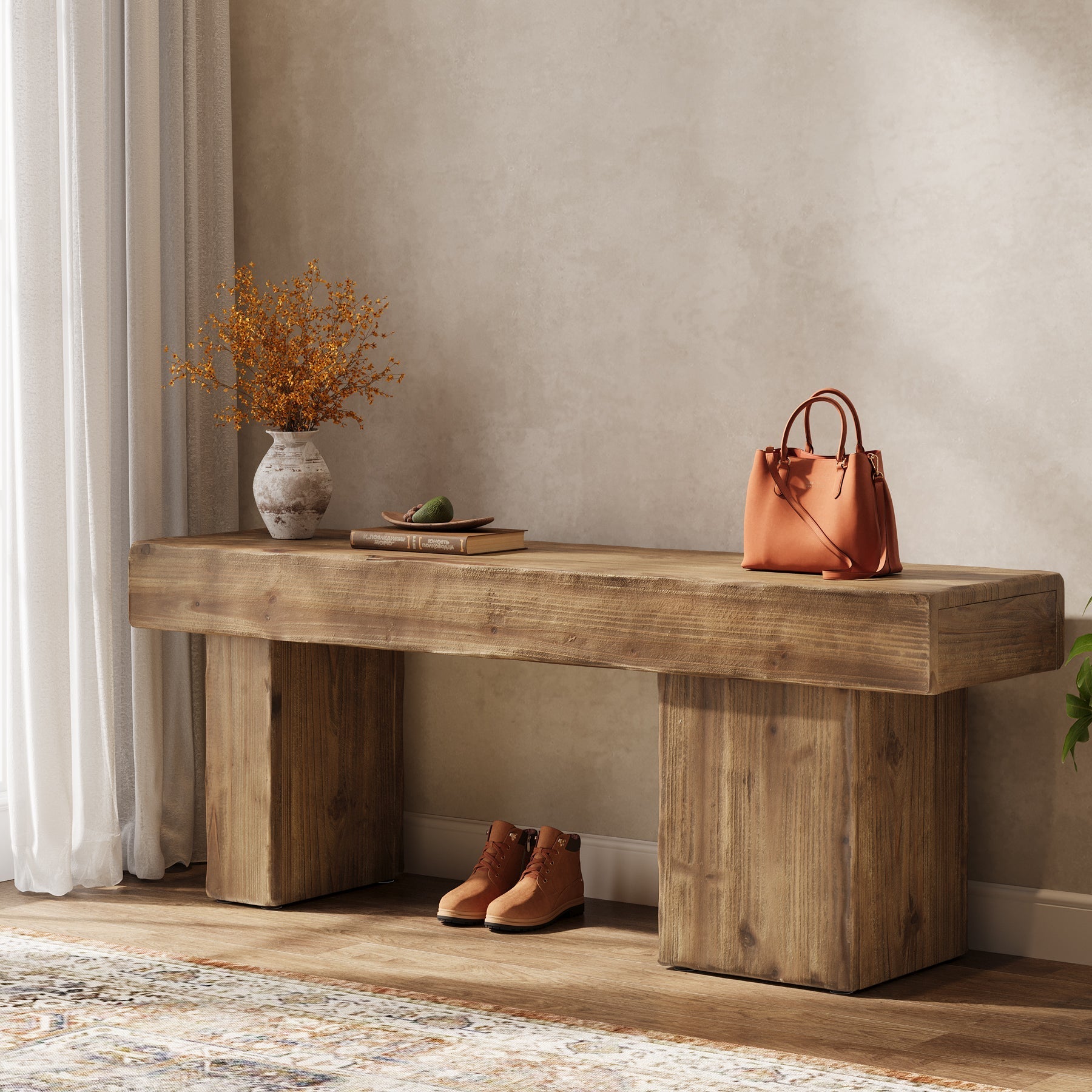 Tribesigns Solid Wood Bench, 47