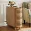 Wood End Table, 3 - Drawer Side Table NightStand with 3 Rattan Drawers Tribesigns