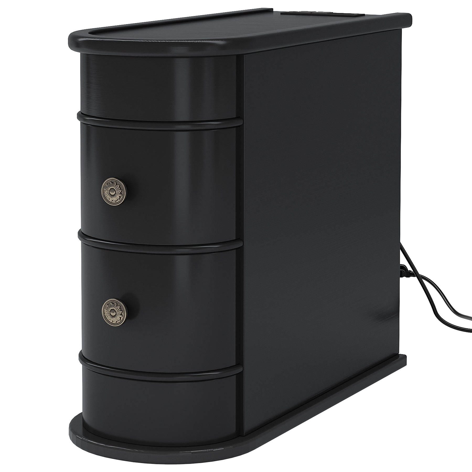 Wood Tall End Table, Narrow Side Table Nightstand with 2 Drawers Tribesigns